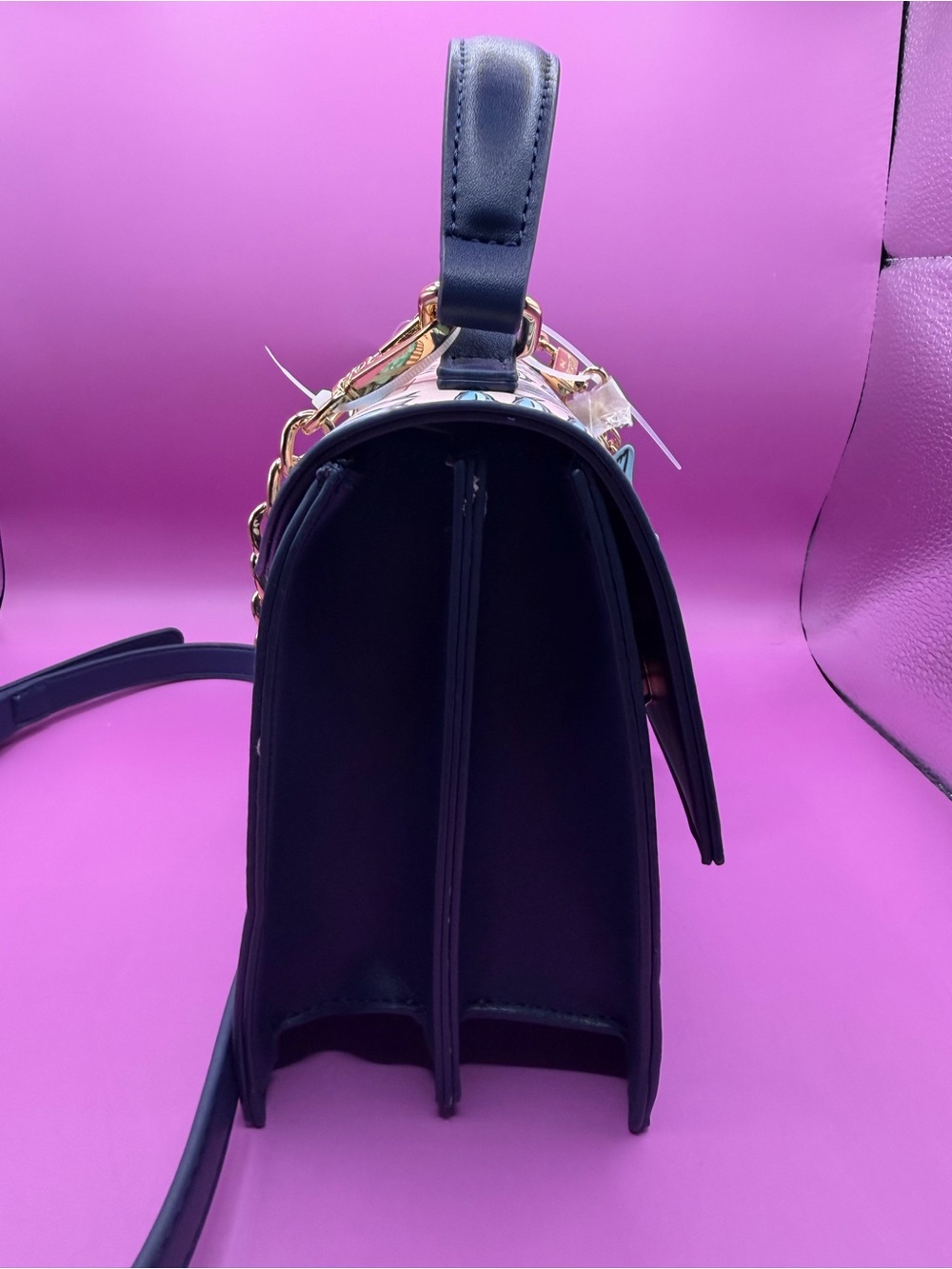 Betsey Johnson Navy and Pink Sardine Print Crossbody NWT - Picture 7 of 11